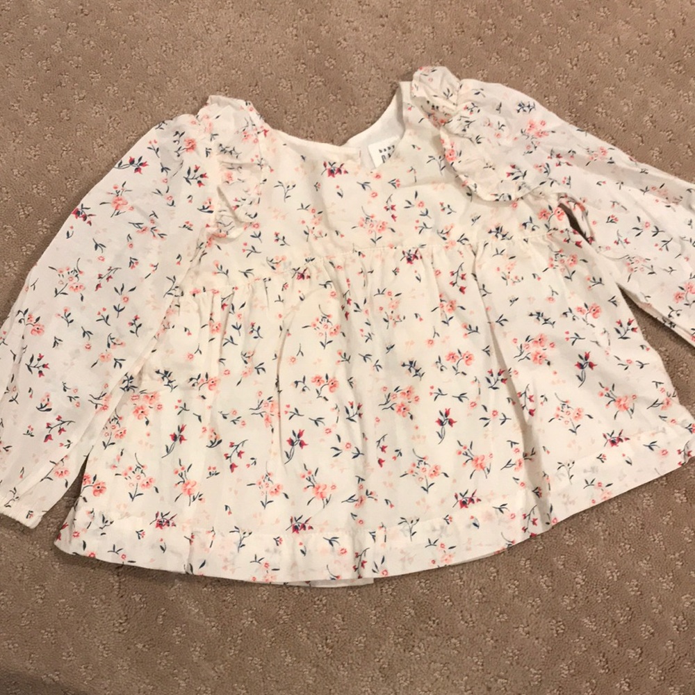 Baby Gap Girl Floral Long Sleeve Top Button Up